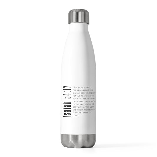 No Weapon Formed Against Me Shall Prosper' 20oz Insulated Bottle - White