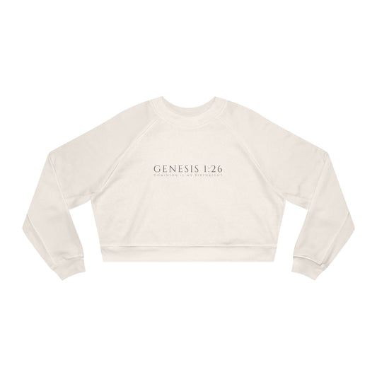 Dominion Is My Birthright  - Women's Cropped Fleece Pullover, Sand